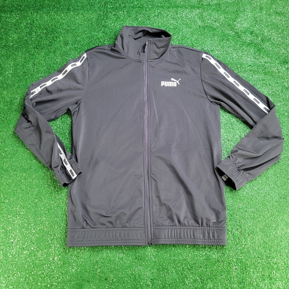 Puma Men's Micro Tape Asphalt Grey White Black Track Jacket Size Small Full Zip